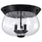 Nuvo Boliver 3-Light Flush Mount Matte Black Clear Seeded Glass 60/7806 - alternate 1